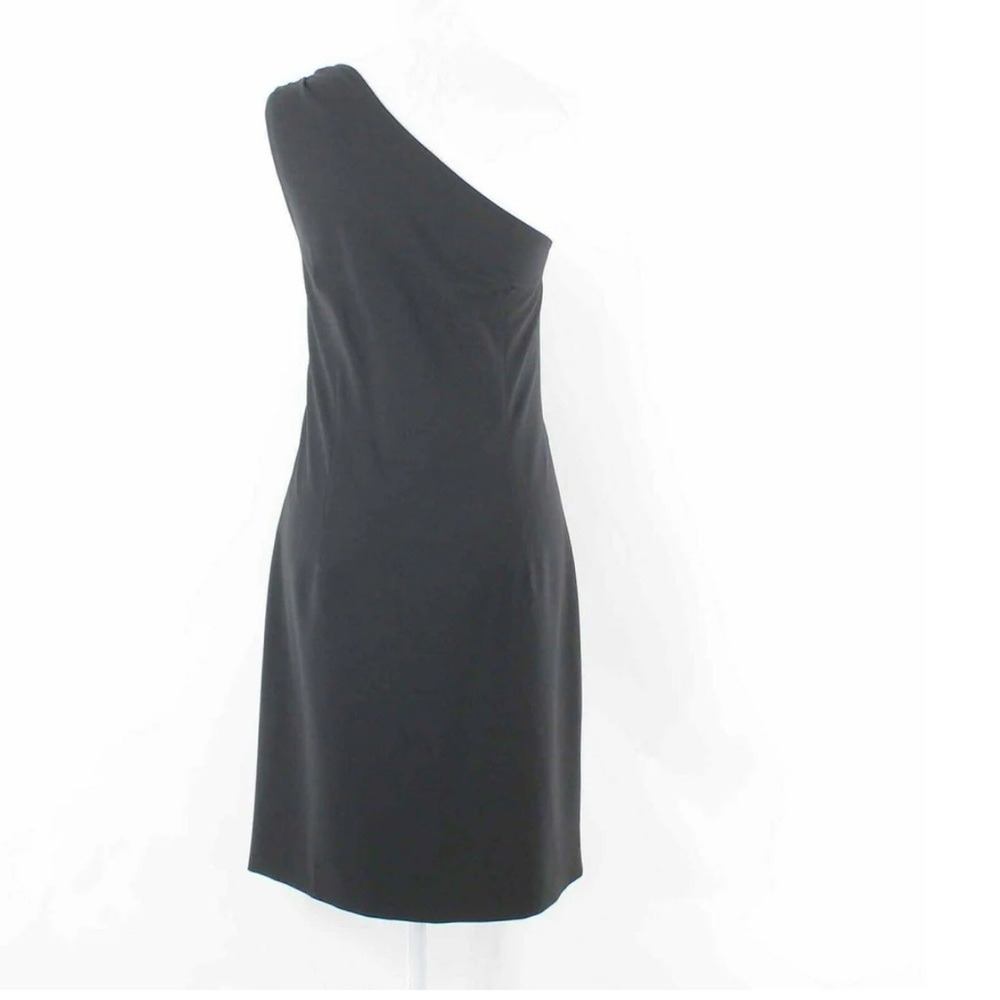 THEORY Black Cocktail One Shoulder Dress Size 6 Wool Lycra year‎ round Fabric